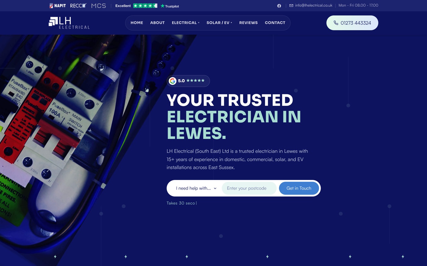 LH Electrical website homepage