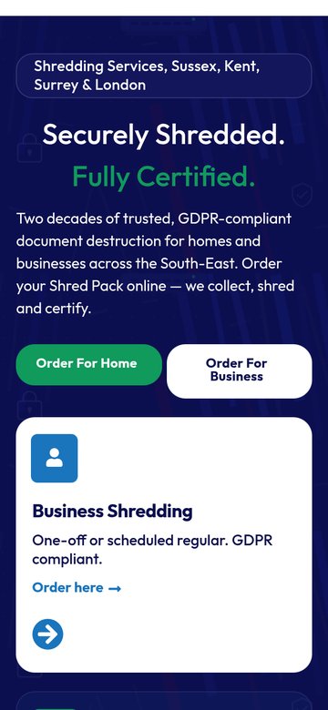 Waste Paper Solutions website on mobile